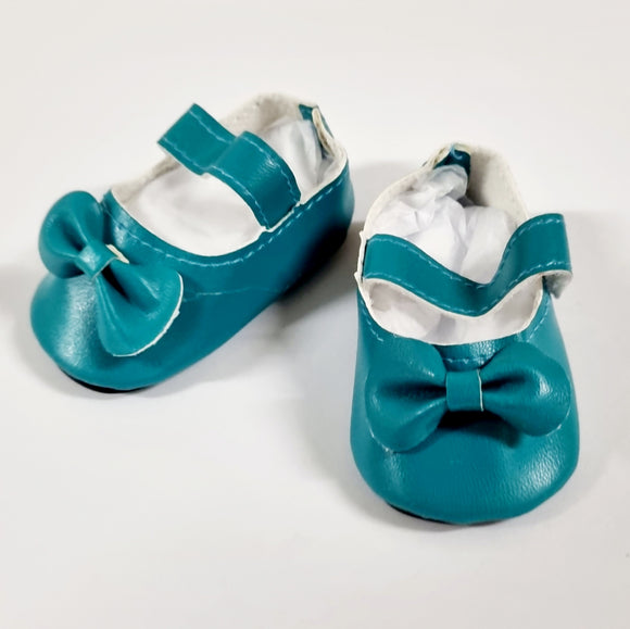 Doll Shoes - Bow Teal