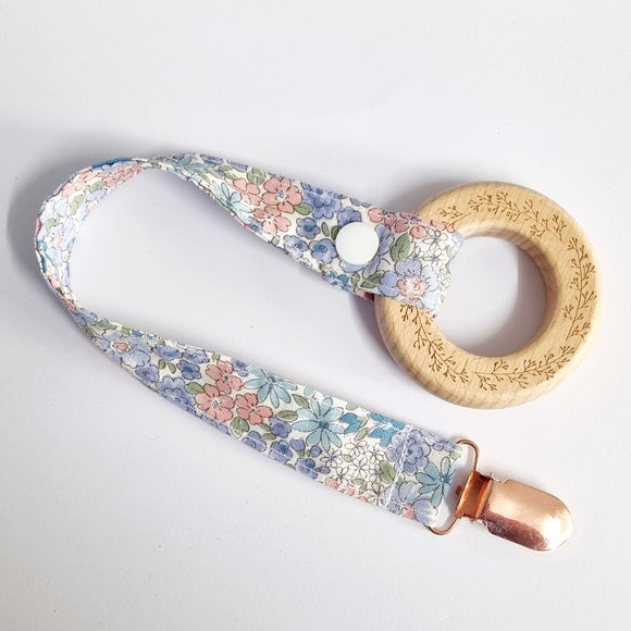 Teething Ring with Chain - Liberty Blue