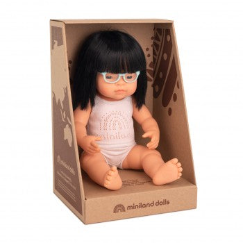 Miniland - 38cm Asian Girl with Glasses