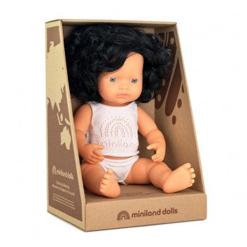 Miniland - 38cm Black Curly Hair Caucasian Girl