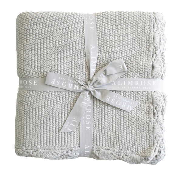 Organic Cotton Moss Stitch Knit Blanket - Grey